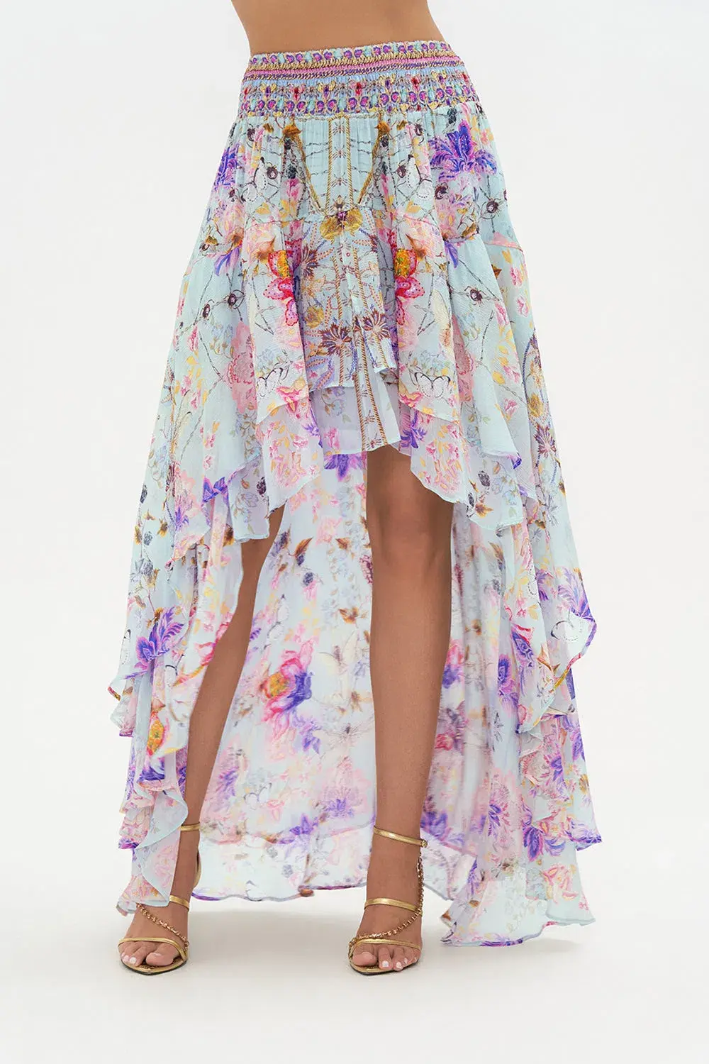 Camilla Skirt With Double Layer Hem Love Web Print Size XL / AU 16 - Image 2