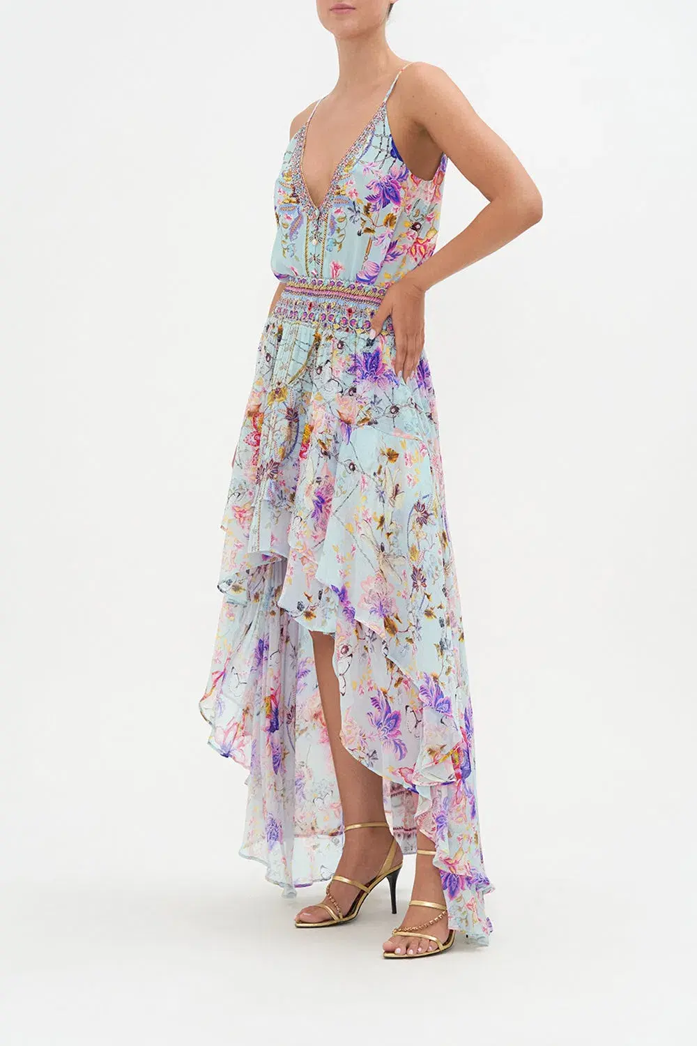 Camilla Skirt With Double Layer Hem Love Web Print Size XL / AU 16 - Image 5