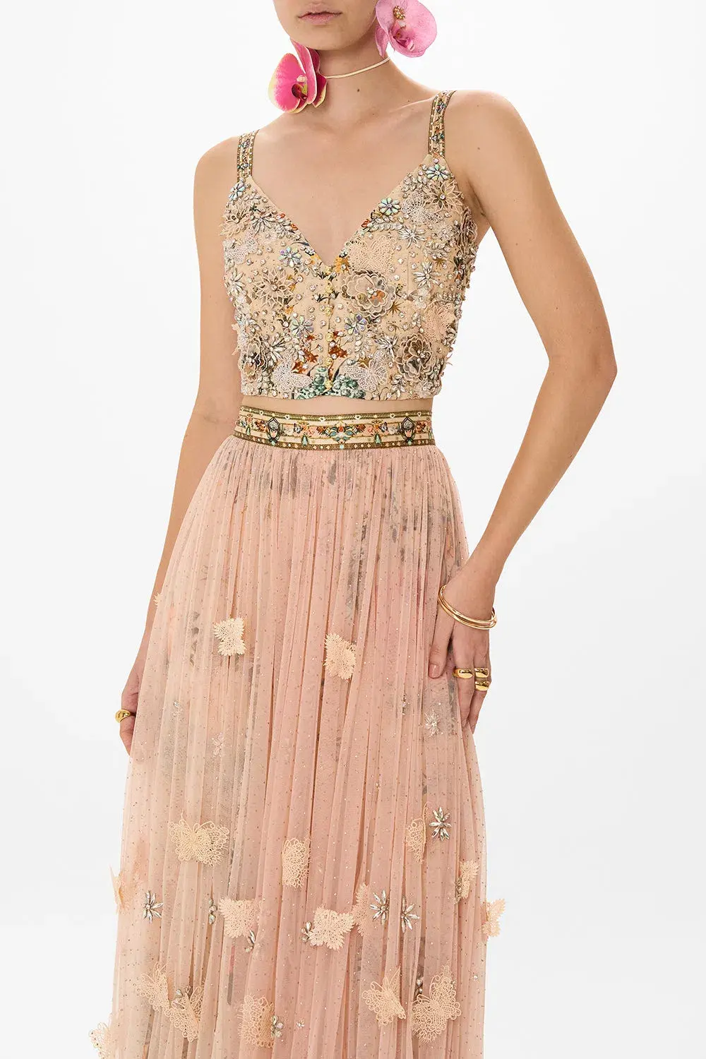 Camilla 3D Hand Embroidered Seam Detail Bralette Rose Garden Revolution Print Size L / AU 14 - Image 2