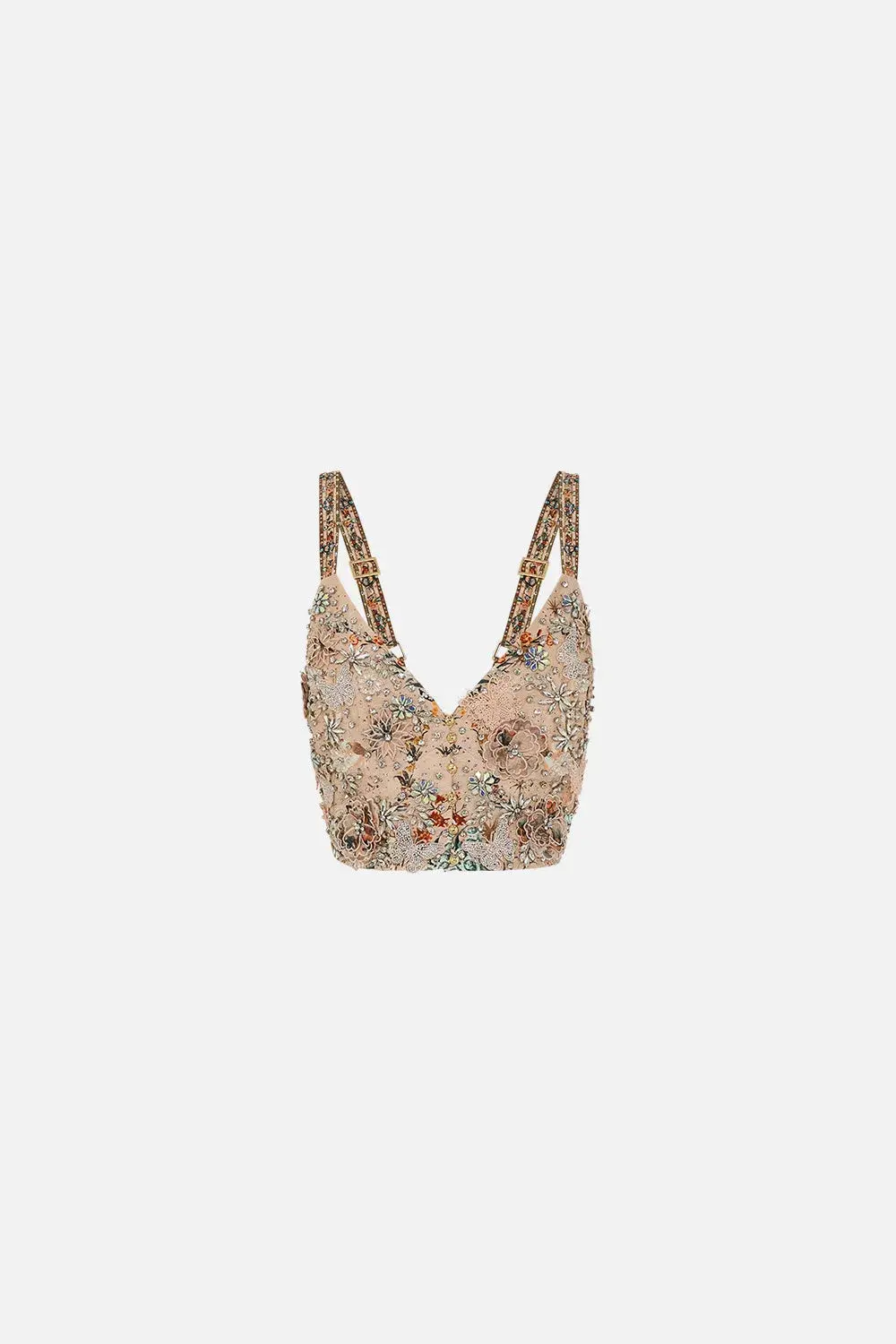Camilla 3D Hand Embroidered Seam Detail Bralette Rose Garden Revolution Print Size L / AU 14 - Image 6