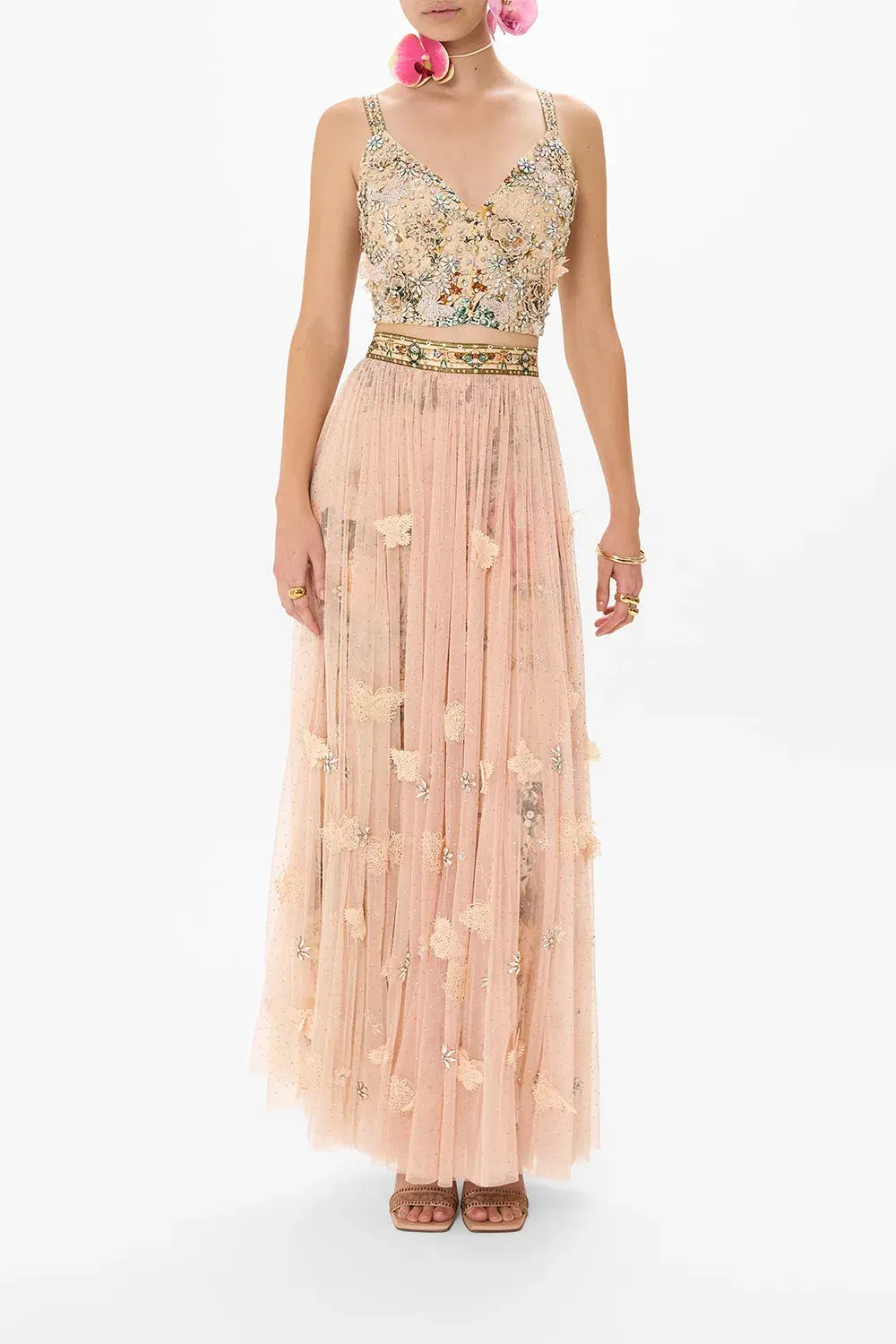 Camilla 3D Hand Embroidered Seam Detail Bralette Rose Garden Revolution Print Size L / AU 14 - Image 4