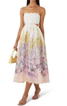 Zimmermann Jude Scallop Midi Dress Peach Gradient Floral Size 0P / AU 6 for rent on The Volte - image 3