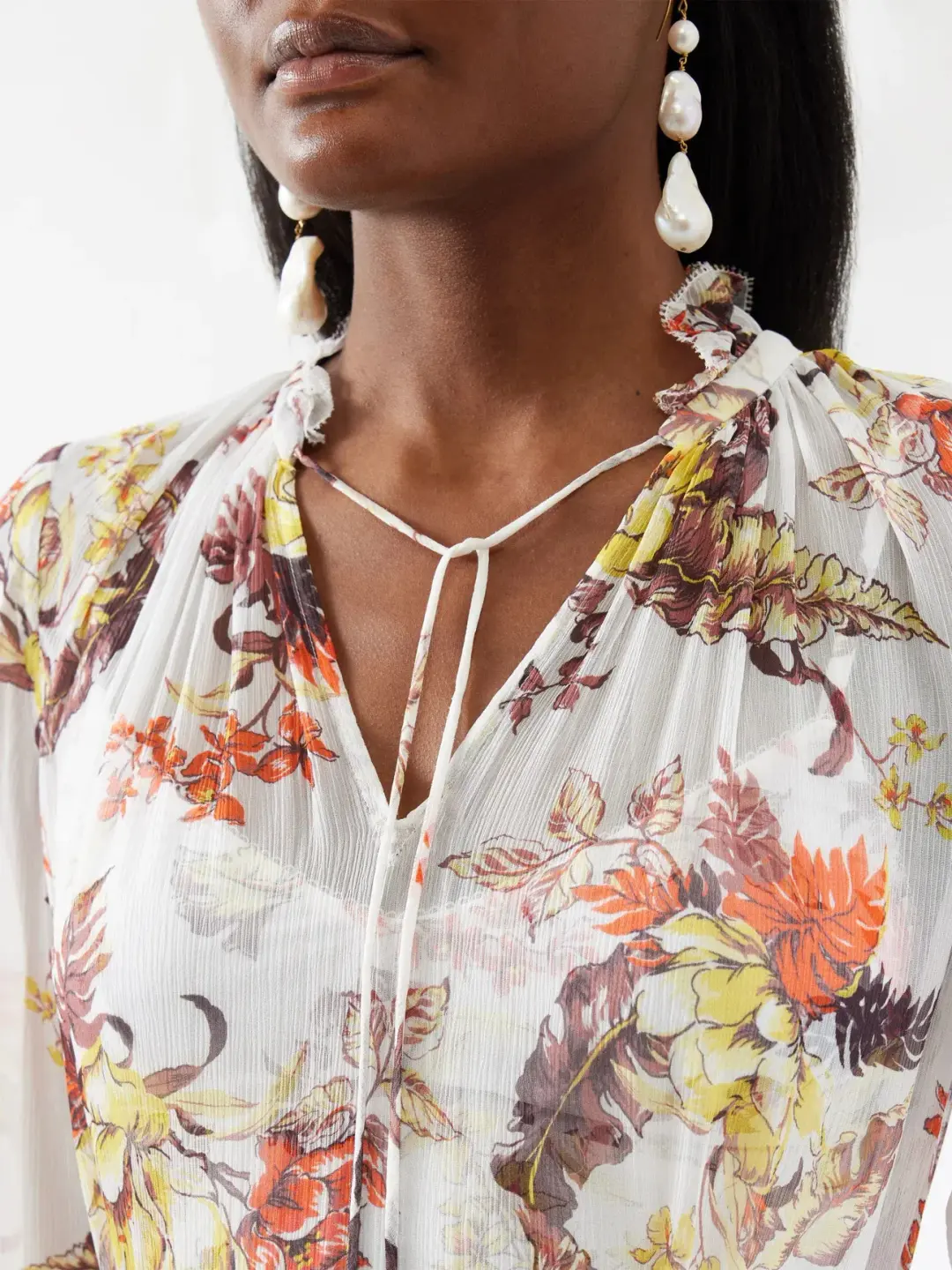 Zimmermann Matchmaker Tiered Midi Dress Ivory Tropical Floral Size 0P / AU 6 for rent on The Volte - main image