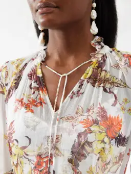 Zimmermann Matchmaker Tiered Midi Dress Ivory Tropical Floral Size 0P / AU 6 for rent on The Volte - image 2