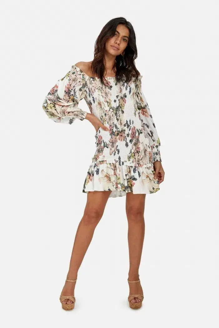 Sheike Fifi Shirred Mini Dress Floral Size 10 for rent on The Volte - main image