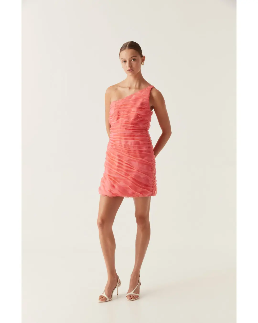 Aje Mercury Dress in Coral Size AU 10 for rent on The Volte - main image