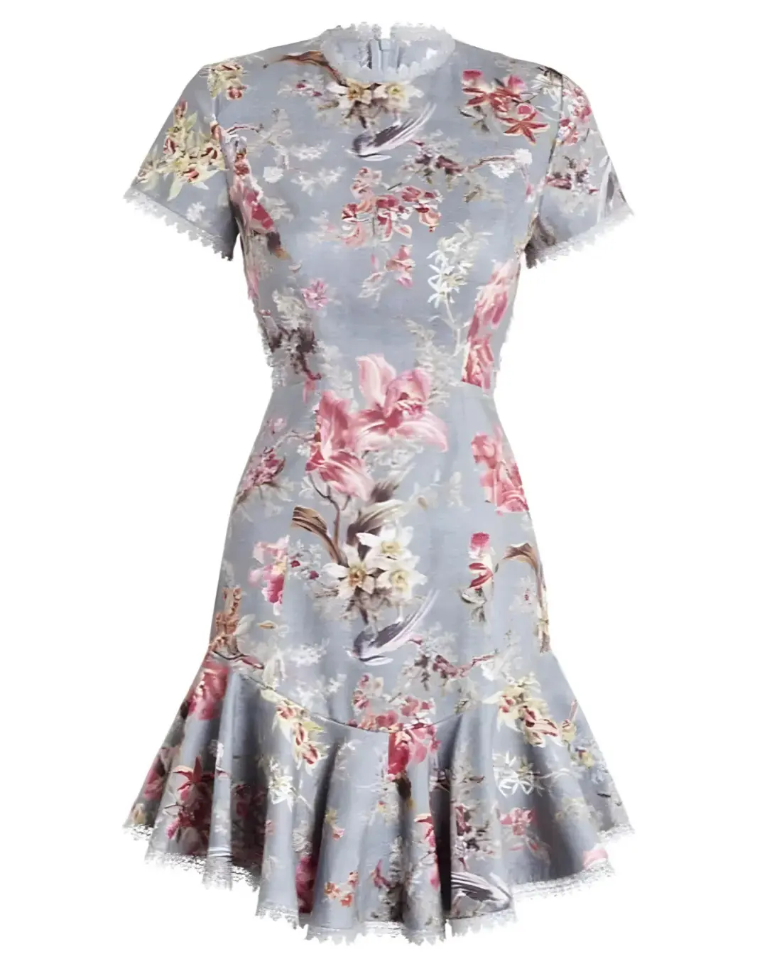 Zimmermann Merced Flutter Dress In Blue Floral Print Size 0P / AU 6 for rent on The Volte - main image