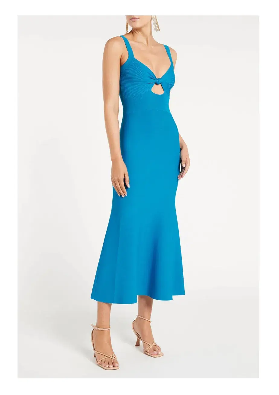 Rebecca Vallance Alma Knit Midi Dress Blue Size 10 for rent on The Volte - main image