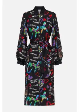 Camilla Tagged Up High Low Midi Shirt Dress Black Print Size M / AU 12 for rent on The Volte - image 4