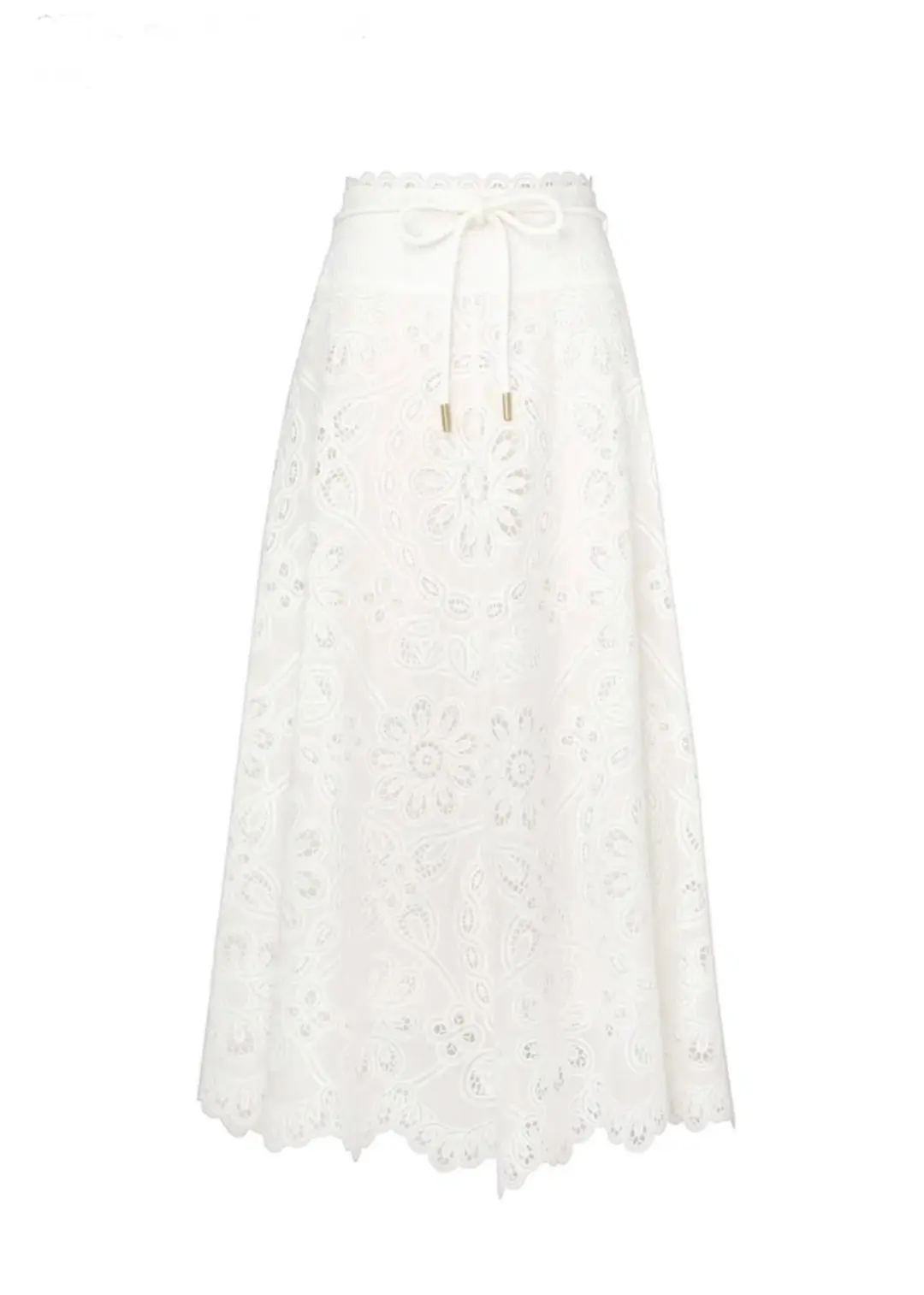Zimmermann Ottie Embroidered Bodice & Flared Skirt Set Ivory Size 1 / AU 10 for rent on The Volte - main image