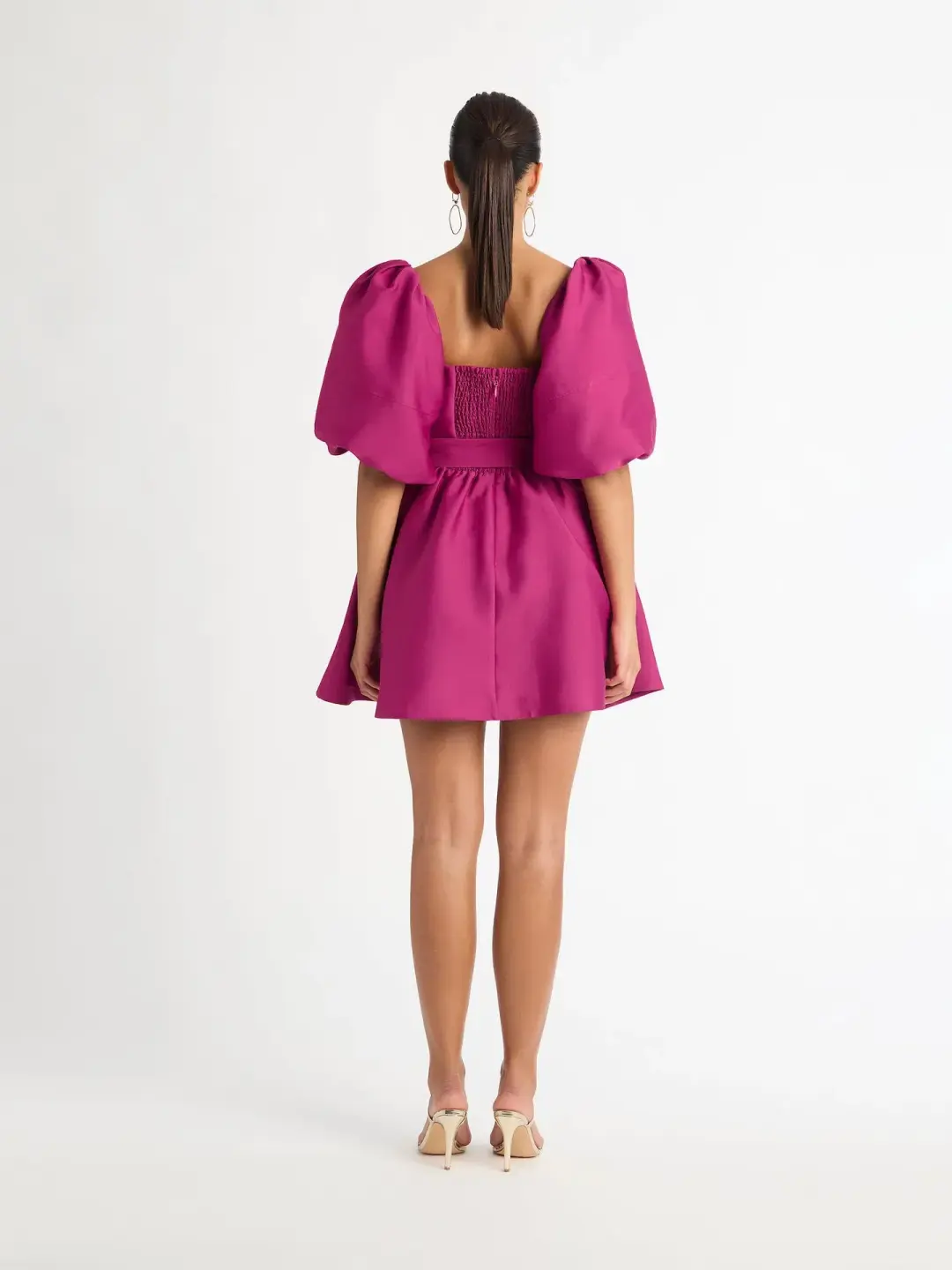 Sheike Sienna Puff Sleeve Mini Dress in Raspberry Pink Size 6 for rent on The Volte - main image