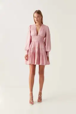 Aje Fallingwater Ruched Mini Dress Pink Size 12