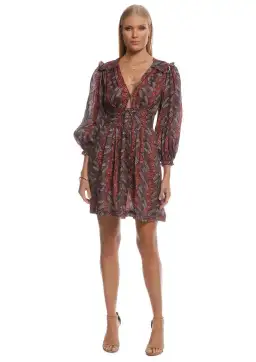 Zimmermann Bayou Corset Tie Front Mini Dress Floral Size 10