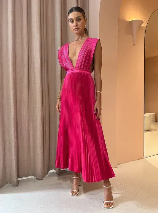 L'Idee Gala Gown In Bright Pink Size 12 for rent on The Volte - main image