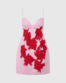 Oroton Contrast 3D Flower Mini Dress Pink Multi Size 4 for rent on The Volte - image 4