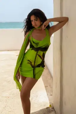 Rat and Boa Orisha Mini Dress Green Print Size XS/AU 6