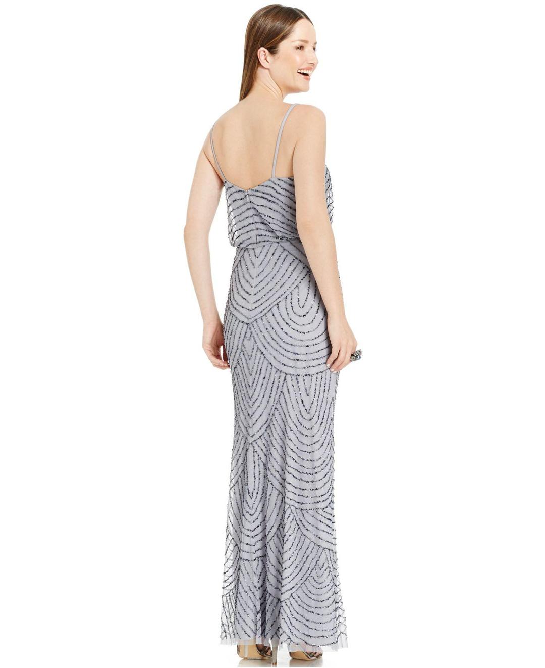 Adrianna Papell Beaded Blouson Dress - Silver/Grey for rent on The Volte - main image