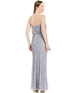 Adrianna Papell Beaded Blouson Dress - Silver/Grey for rent on The Volte - image 2
