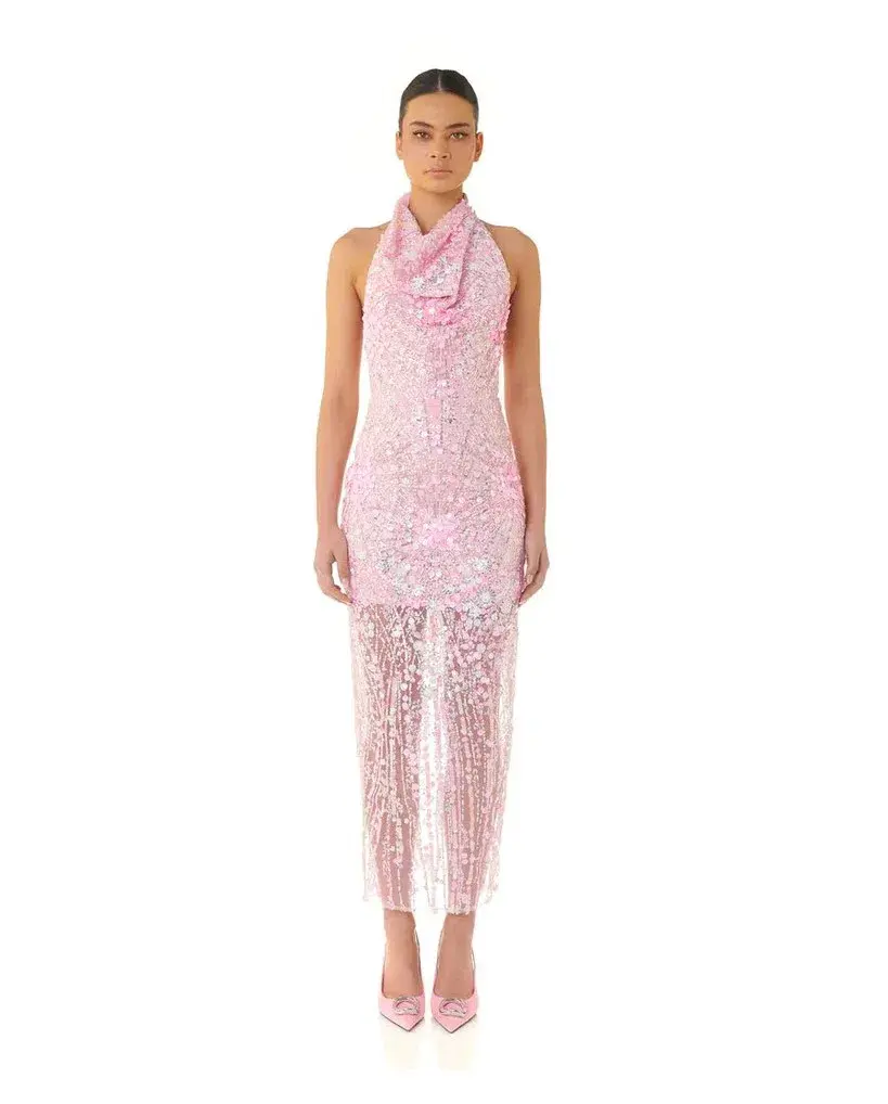 Eliya The Label Laura Midi Dress Pink Size 10 for rent on The Volte - main image