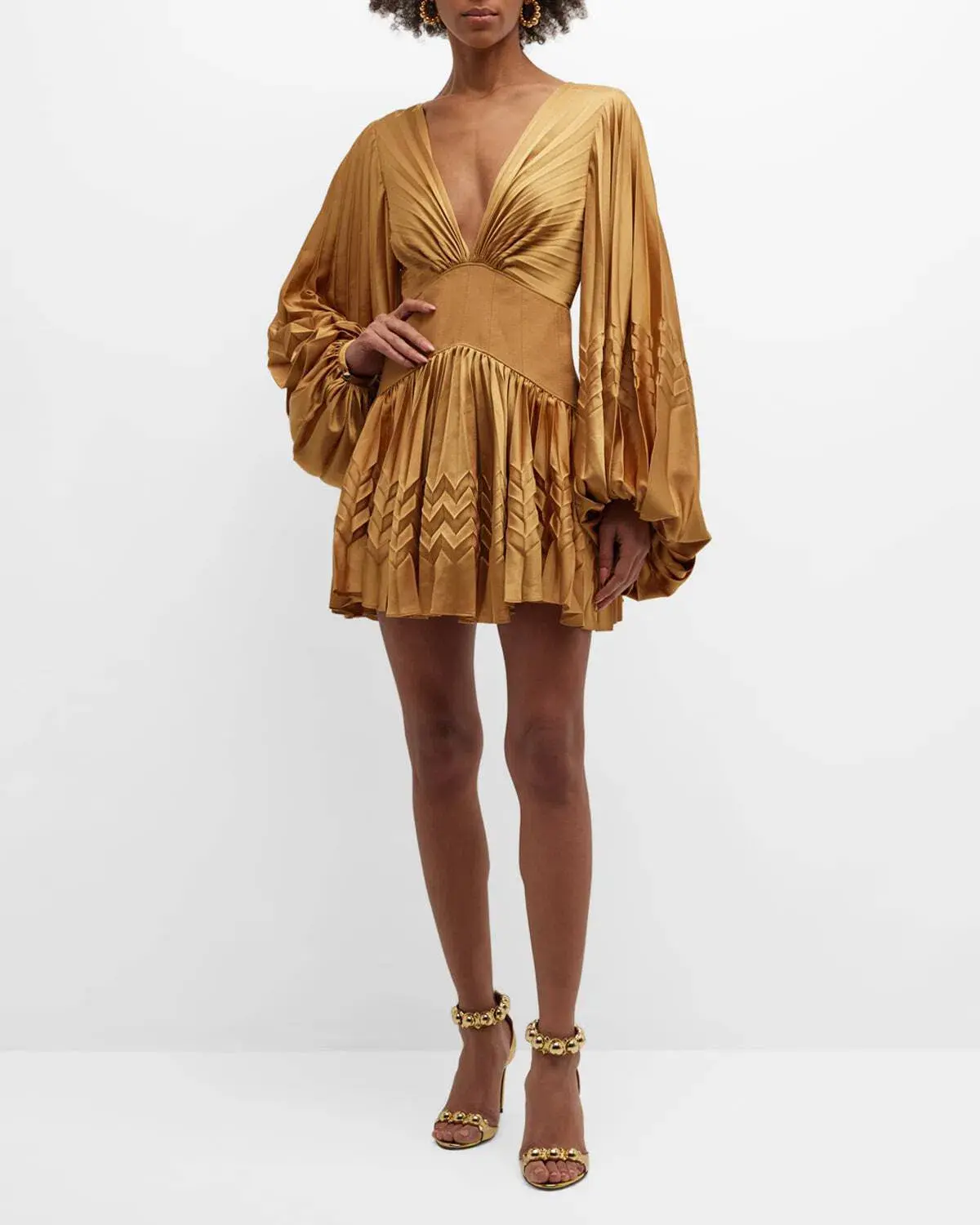 Acler Marion Flutter Sleeve Mini Dress in Caramel Size 8 - Image 1