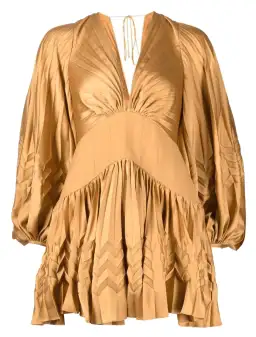 Acler Marion Flutter Sleeve Mini Dress in Caramel Size 8 for rent on The Volte - image 5