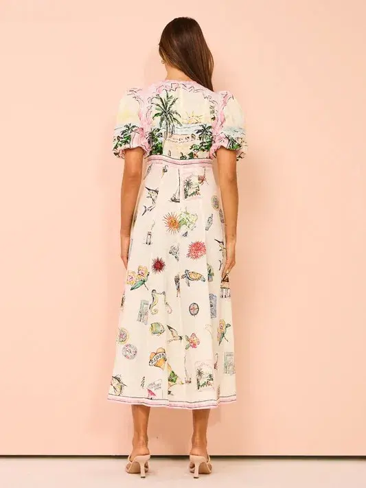 Alemais Sunset Midi Dress Print Size 10 for rent on The Volte - main image