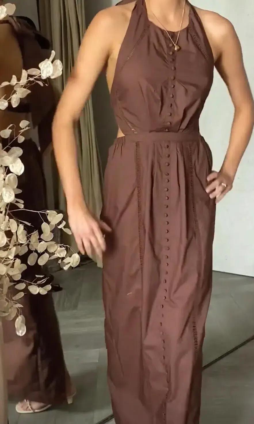 Joslin Elinor Coconut Dress Brown Size 12 for rent on The Volte - main image