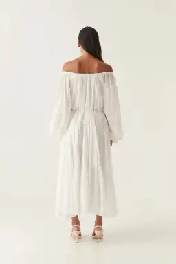 Aje Avani Smock Midi Dress Ivory Size 12 for rent on The Volte - image 3