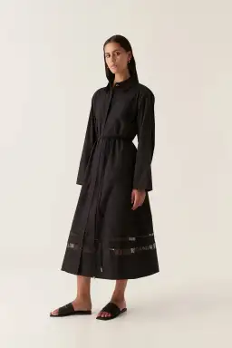 Aje Reframe Logo Shirt Midi Dress Black Size 12