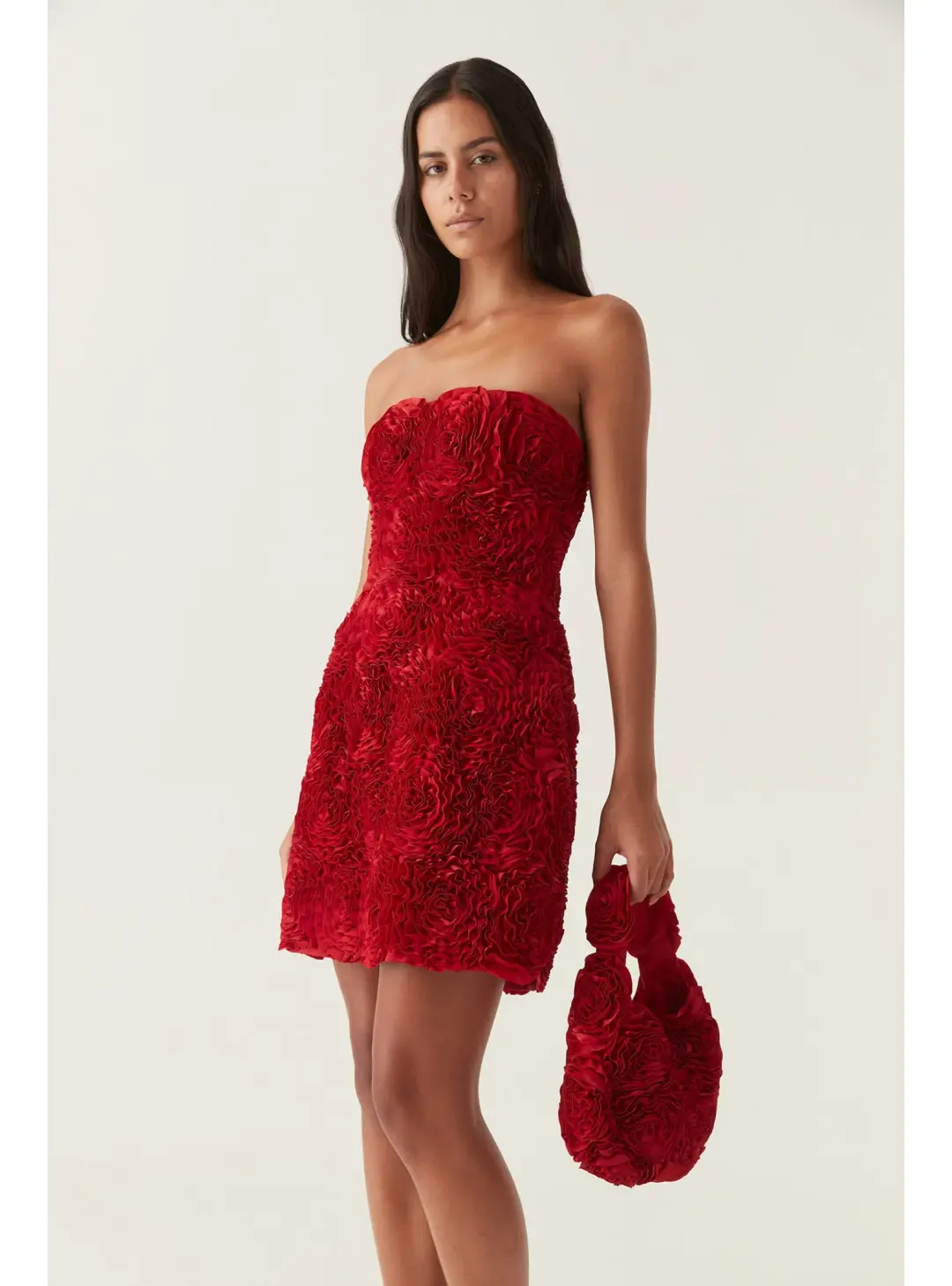 Aje Gazer Rosette Mini Dress Scarlet Red Size AU 6 for rent on The Volte - main image