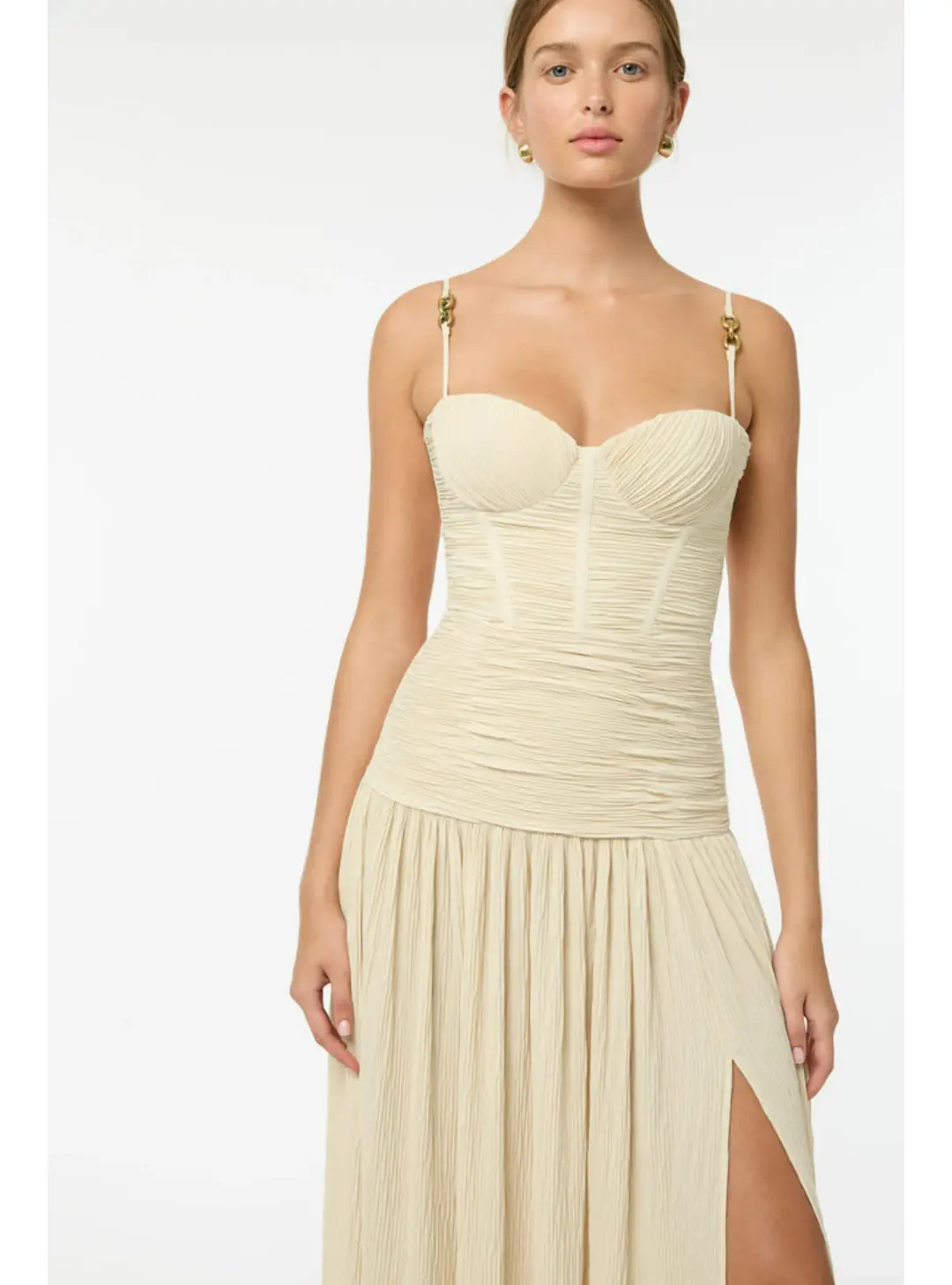 Manning Cartel Double Time Pleat Dress in Nougat Size AU 8 for rent on The Volte - main image