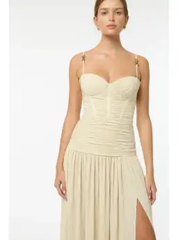 Manning Cartel Double Time Pleat Dress in Nougat Size AU 8 for rent on The Volte - image 2