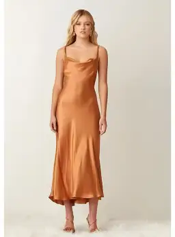 Bec & Bridge Lani Midi Dress Burnt Caramel Size AU 6