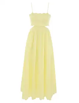 Zimmermann The Halliday Scallop Midi Dress in Yellow Size 2/Au 12