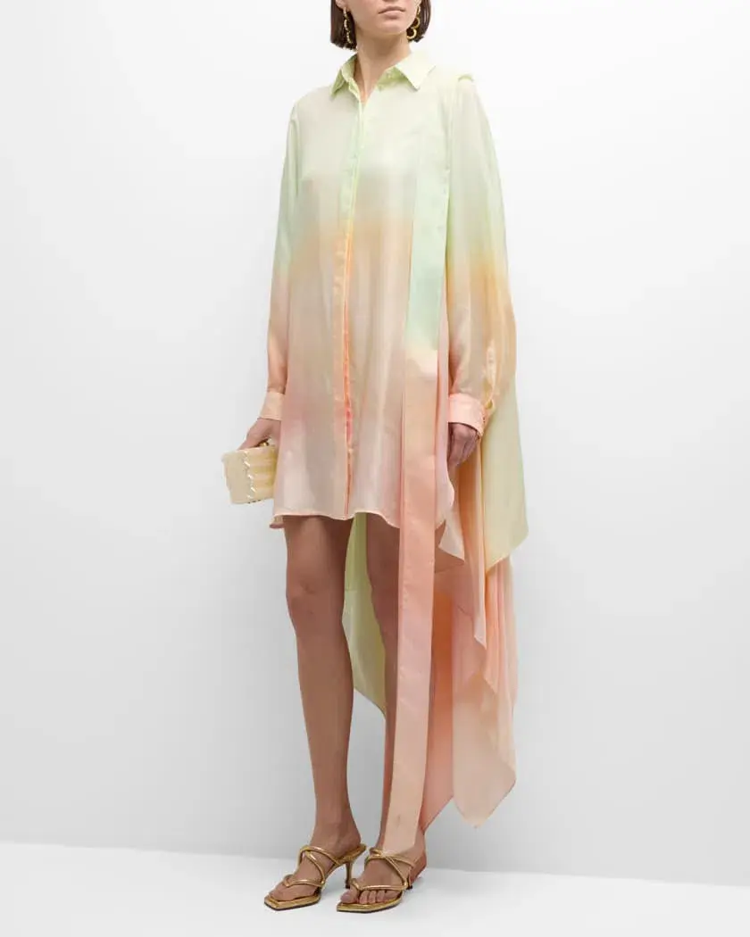 Zimmermann The Natura Scarf Shirt Mini in Coral Fields Size 0/ Au 8 for rent on The Volte - main image