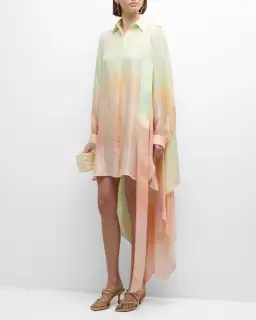 Zimmermann The Natura Scarf Shirt Mini in Coral Fields Size 0/ Au 8 for rent on The Volte - image 1