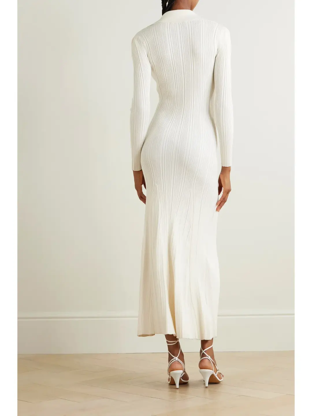 Self Portrait Embellished Ribbed Knit Maxi Dress Cream Size S / AU 8 for rent on The Volte - main image