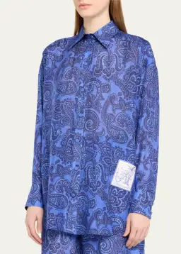 Zimmermann Ottie Relaxed Shirt Size 0P/ AU 6 and Pant Size 1/ AU 10 Set Blue Paisley for rent on The Volte - image 2