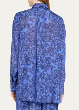 Zimmermann Ottie Relaxed Shirt Size 0P/ AU 6 and Pant Size 1/ AU 10 Set Blue Paisley for rent on The Volte - image 3