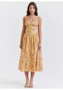 House of CB Tatiana Midi Dress Butter Floral Size S / AU 8 for rent on The Volte - image 1