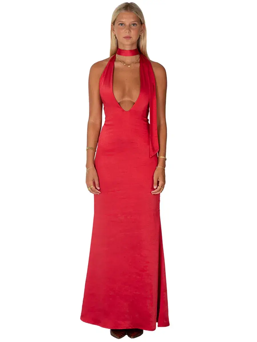 I am Delilah Margot Maxi Dress In Cherry Red Size S / AU 8 for rent on The Volte - main image