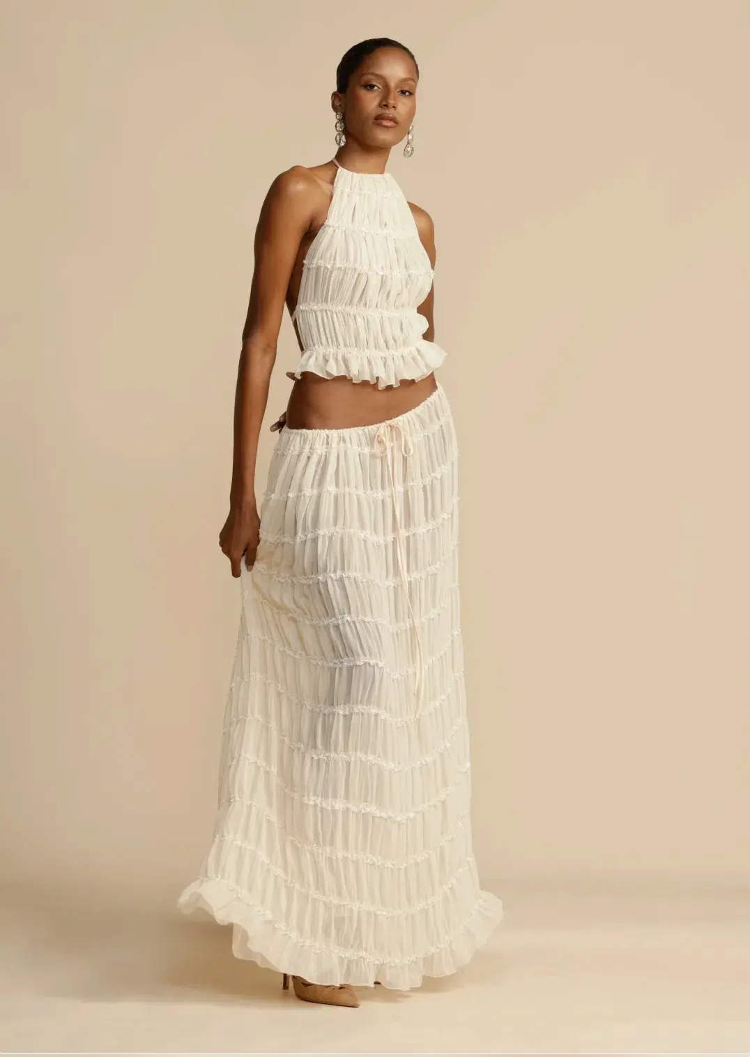 Arcina Ori Juliette Halter and Skirt Set Cream Size S / AU 8 for rent on The Volte - main image