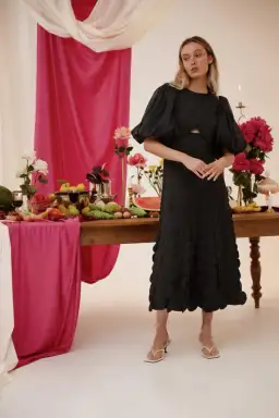 Acler Thurston Short Sleeve Midi Dress Black Size 8 for rent on The Volte - image 5