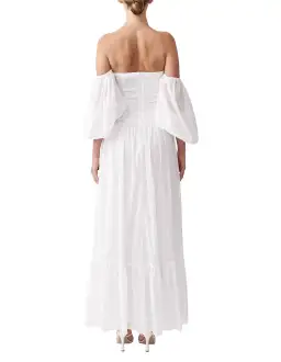 Joslin Anastacia Off Shoulder Strapless Cotton Maxi Dress White Size 8 for rent on The Volte - image 3