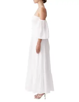 Joslin Anastacia Off Shoulder Strapless Cotton Maxi Dress White Size 8 for rent on The Volte - image 2