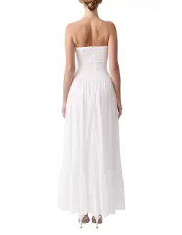 Joslin Anastacia Off Shoulder Strapless Cotton Maxi Dress White Size 8 for rent on The Volte - image 6