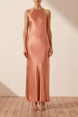 Shona Joy La lune Low Back Halter Neck Midi Dress Antique Rose Size 8 for rent on The Volte - image 1