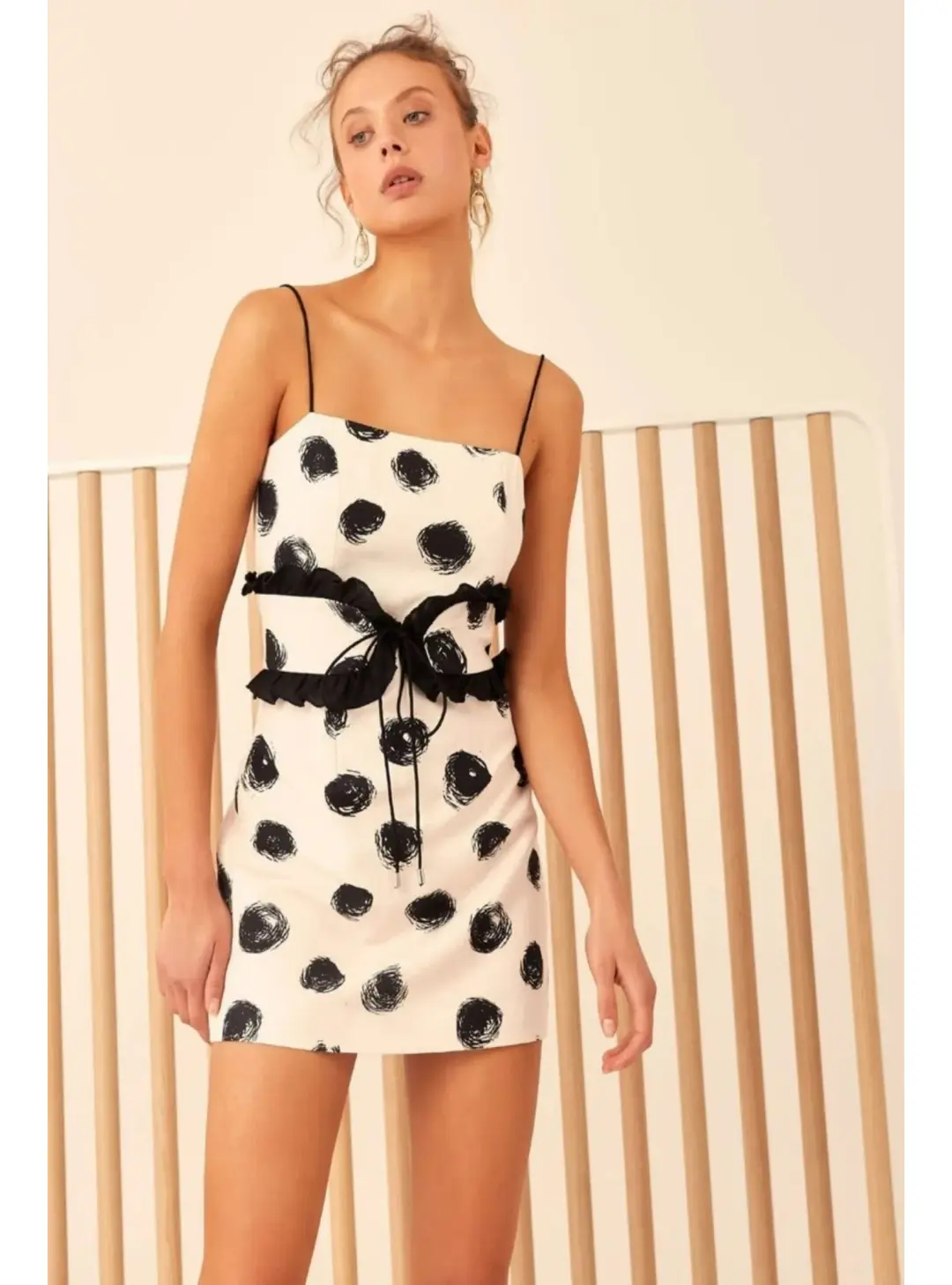 C/MEO Collective Thousand Times Mini Dress in Ivory/Black Size AU 8 for rent on The Volte - main image