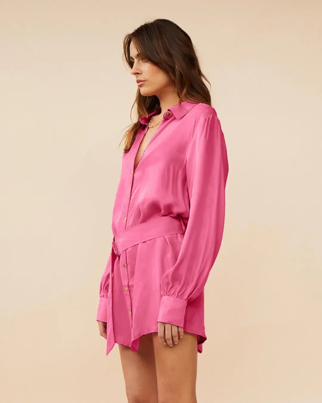 Suboo Georgia Mini Shirt Dress Pink Size M / AU 10 for rent on The Volte - main image