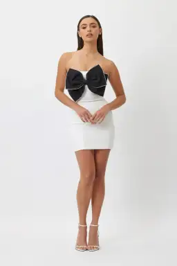 Bianca & Bridgett Rebecca Bow Mini Dress White Size AU 8 for rent on The Volte - image 2
